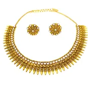 Antique Necklace Set Featuring Pearl - 22K Yellow Gold