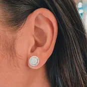 14K Round Halo Stud Earrings