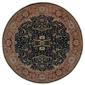 10'1"x10'1" Navy Antiqued Heris Re-Creation Hand Knotted Wool Round Rug R91406