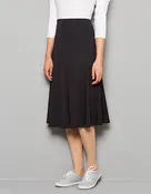 27"-29"-34"-37" Aline Seamed Lightweight Jersey Skirt with Covered Elastic Waistband Black