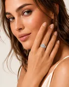 0.96 CTW Natural Diamond Halo Wedding Set in 14K White Gold – F-G Color, VS2-SI Clarity