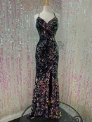 Lily's Black/purple Sequin Fitted Prom/Evening Gown DQ4135