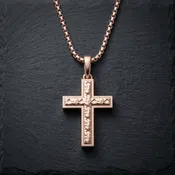 Rose Gold Plated Sterling Silver Inset Cross Necklace