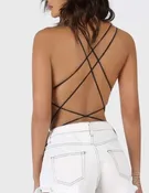 Black spaghetti strap back bodysuit