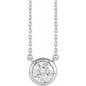 14k White Gold Bezel Set Solitaire 1.00ctw Pendant