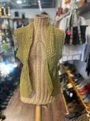 Akihiko Izukura Yellow Crinkle open Sleeveless Top, Size M/L