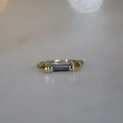 14KY/SS BLUE TOPAZ BAR STACKABLE RING