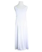 Girls White Simple Tea Length Nylon Slip with Adjustable Straps