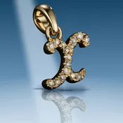 0.08 Ct. Diamond 10 Kt Gold (Yellow). Initial Letter/Alphabet "X" Pendant. (Women).