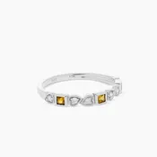 10K White Gold Citrine and Diamond Stackable Band