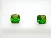 Cushion cut stud earrings, Sterling Silver mountings.
