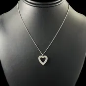 14K White Gold Diamond Heart Necklace — Trésor