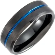 Bold Black & Blue PVD Tungsten Mens Bands