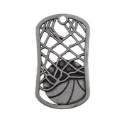 Basketball in Net Antique Finish Dog Tag Necklace-Phil 4:13
