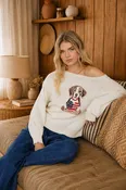 AMERICAN HEART PUPPY JACQUARD LONG SLEEVE SWEATER