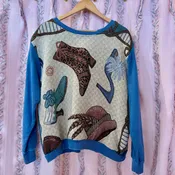 Blue New Boot Goofin Quilt Sweater — C'Mere Nola