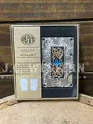 3D D250009036 Mens Cross Motif Utility Wallet Turquoise Silver