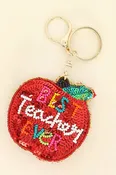 Best Teacher Every Bead Embroidered Apple Keychain