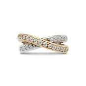 14 Karat Gold Two Tone Diamond Crossover Ring