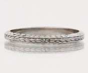 Antique 18k White Gold Wedding Band - Etched Wheat Design, Size 7 | Copper Canary Fine Jewelry