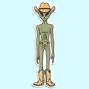 Alien Cowboy Sticker
