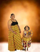 Queen Wrap Skirt_ yellow, green and gold fabric