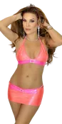 B620CR - Dangerous Snake Skirt Set with Thong (Coral)