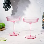 Pink Ripple Cocktail & Champagne Coupe Glasses - Set of 2