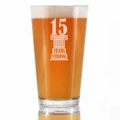 15 Years Strong Engraved Pint Glass Gifts 15th Anniversary Party Decor High Quality Pint Glasses for Beer - 16oz