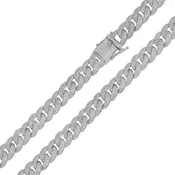 Sterling Silver Diamond Simulant Encrusted Curb Chain