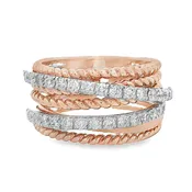 14K Rose Gold 0.78CT Round Diamond Multi-Strand Ring