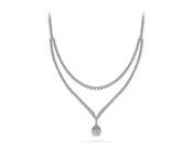 3 Prong Double Strand V Drop Diamond Necklace In 18K 14K White Gold Yellow Gold Or Platinum