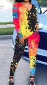 O-neck graffiti print 2 piece set.