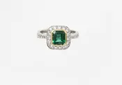 18K White and Yellow Gold Emerald and Diamond Ring
