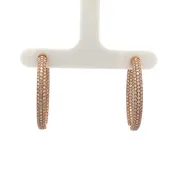 14K ROSE GOLD 3 ROW PAVE DIAMOND HOOPS
