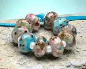 10 Desert Bloom Mosaic Lampwork Beads Set SRA