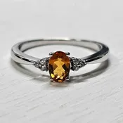 10k White Gold .55ctw Citrine and Diamond Ring