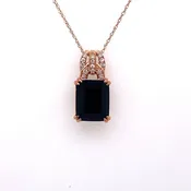 10k Rose Gold 0.25 CT Diamond & Onyx Pendant Necklace, 18", S14861