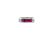Ruby Ring with Diamond Hearts
