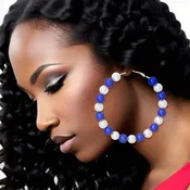 Blue & White Pearl Hoops