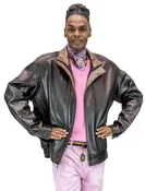 Black Cabretta Lamb 28” Zip & Snap Closure Jacket with Zip Out Thermolite® Liner