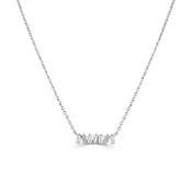 14K Gold & Baguette Diamond Bar Necklace