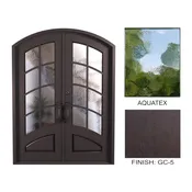 8 Lite Iron Doors – Double – 72 x 96 – Aquatex Glass – RH