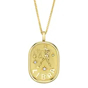 0.02Ct Diamond Zodiac Libra Scale Star Matte Chopin Chain Necklace
