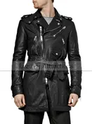 Biker Leather trench Coat