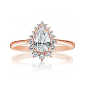 14K Rose Gold Pear-Shape Graduated Diamond Halo Engagement Ring (Setting Only)