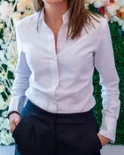 Mandarin Collar White Tailored Button Down