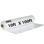 10ftX100ft Clear Plastic Sheeting 4 Mil Low Density LDPE 1 Roll