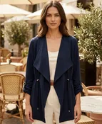 Midnight Navy Waterfall Open-Front Utility Jacket SL-604–