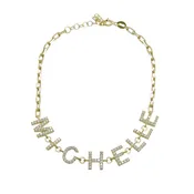 CHAIN CZ BLOCK LETTER BRACELET